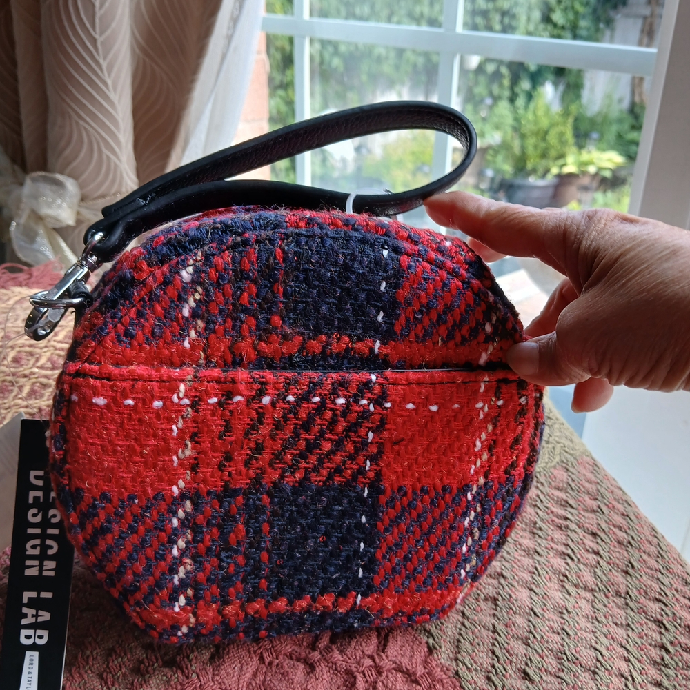 Design Lab Lord & Taylor Red and Black Crossbody Bag with Textured Design NWT